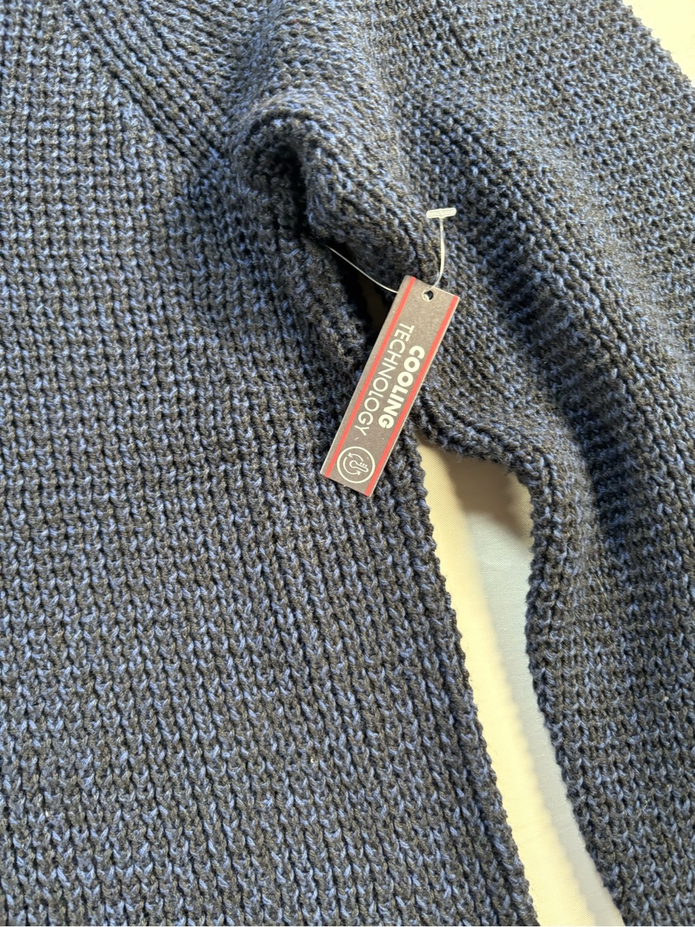NWT Flag & Anthem Mens Size Large Blue Button Mock Neck Waffle Knit Sweater - Picture 5 of 8
